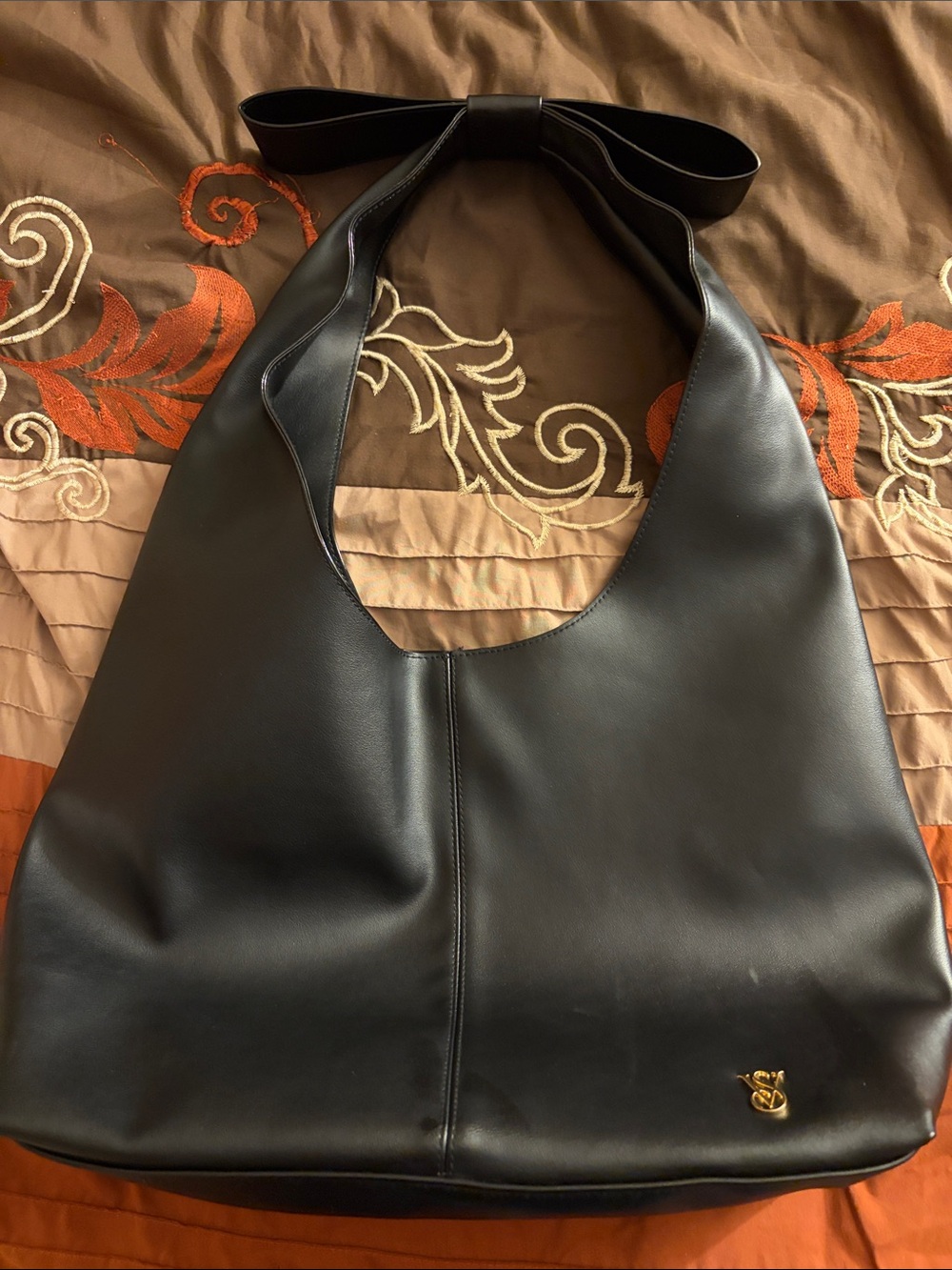 Victoria's Secret Black Shoulder Bag with Bow Strap